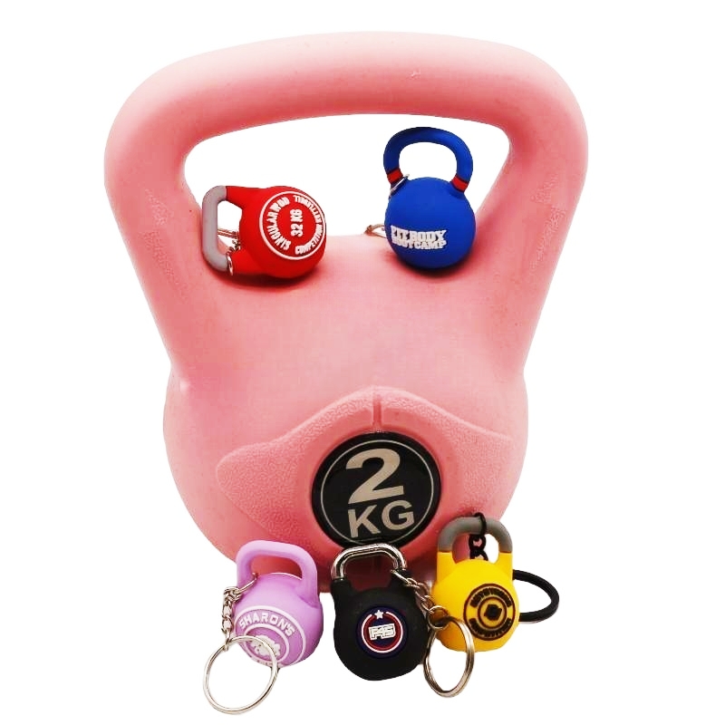 Wsnbwye Kettlebell Iron Gym Gift Anime Fan DIY Key Organizer Rubber Keychain Couple Steel Kettlebell Keychain