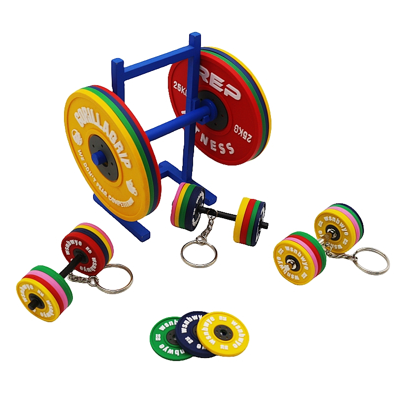 Wsnbwye Barbell Weight Plate Fitness Keychain Gift Anime DIY Sublimation Llaveros Fitnessubber Barbell Keychain