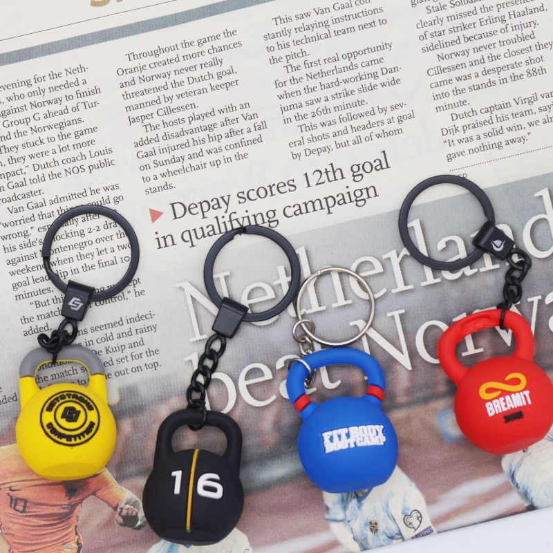 Wsnbwye Kettlebell Iron Gym Gift Anime Fan DIY Key Organizer Rubber Keychain Couple Steel Kettlebell Keychain
