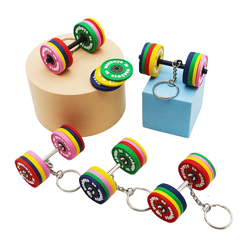 Wsnbwye Llaveros De Piezas De Carros Gift Anime Sublimation Fan DIY Fitness Equipment Gym Fitness Barbell Key Chain