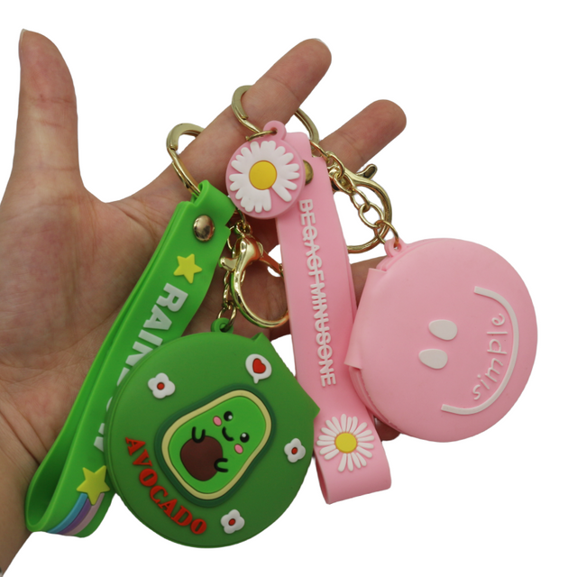 WSNBWYE New Gifts Makeup Pvc Cartoon Round Flower Keychain 3d Customized Portable Mirror Keychain