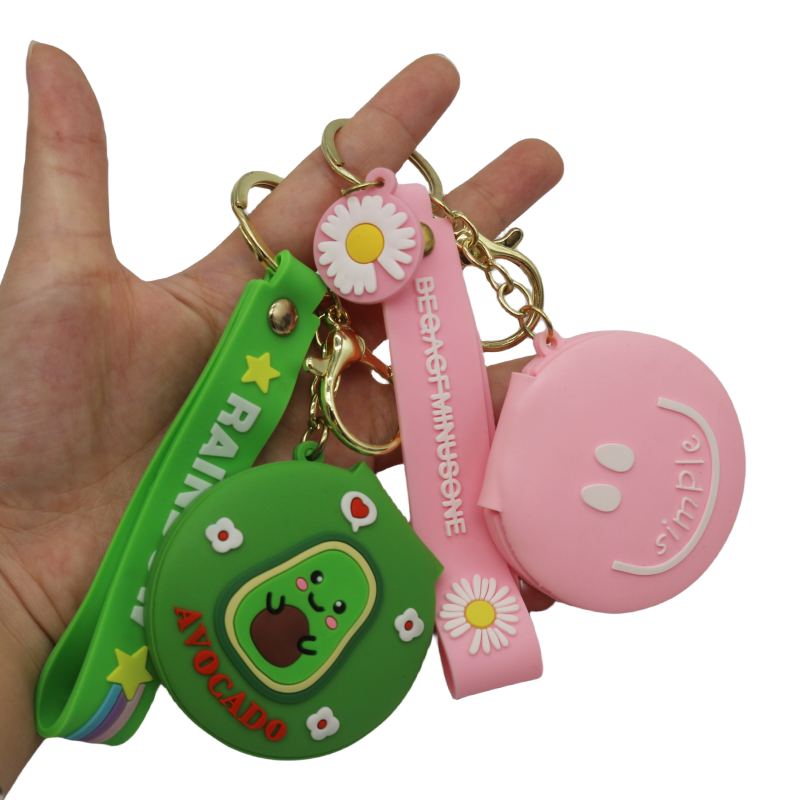 WSNBWYE 2023 Cartoon Cute Folding Makeup Mirror Keychain For Women Custom Pvc Keychain