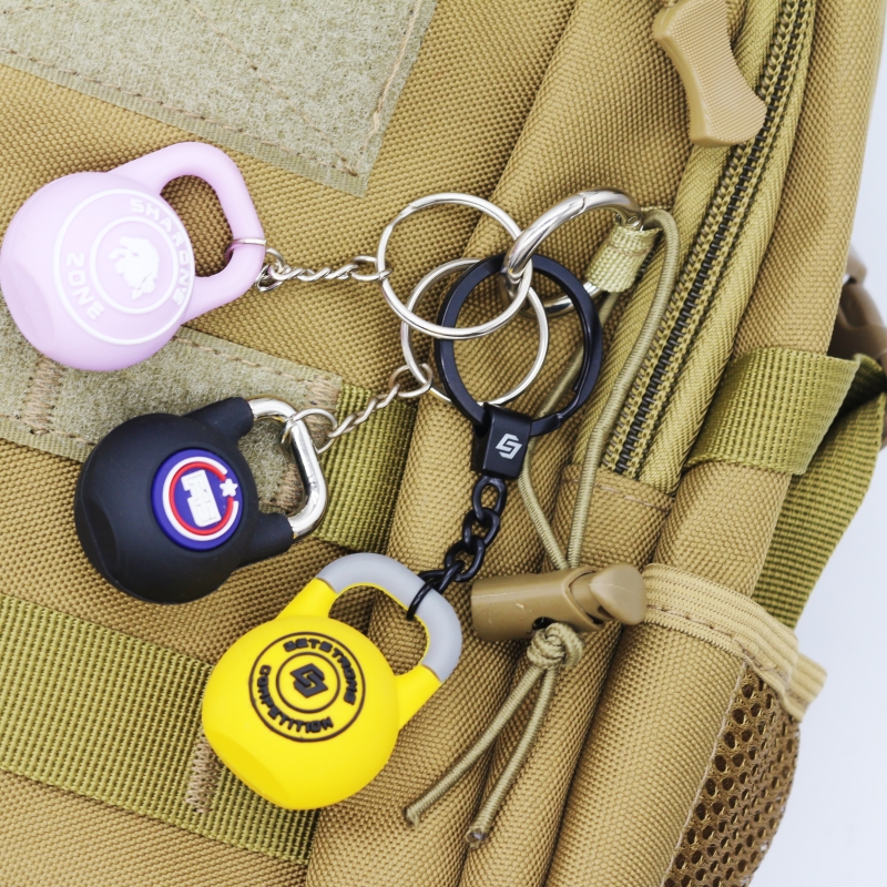 Wsnbwye Keyring Fitness Sports Equipment 3d LED Anime Fan Gift Key Organizer Barbell Dumbbell Rubber Bead Keychain