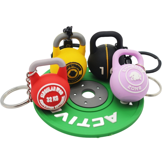 Wsnbwye Kettlebell Iron Gym Gift Anime Fan DIY Key Organizer Rubber Keychain Couple Steel Kettlebell Keychain
