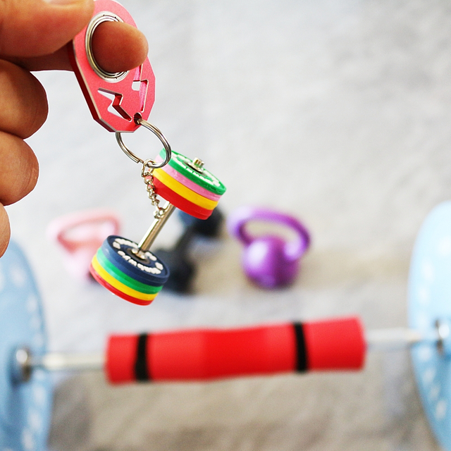 Wsnbwye Barbell Weight Plate Fitness Keychain Gift Anime DIY Sublimation Llaveros Fitnessubber Barbell Keychain