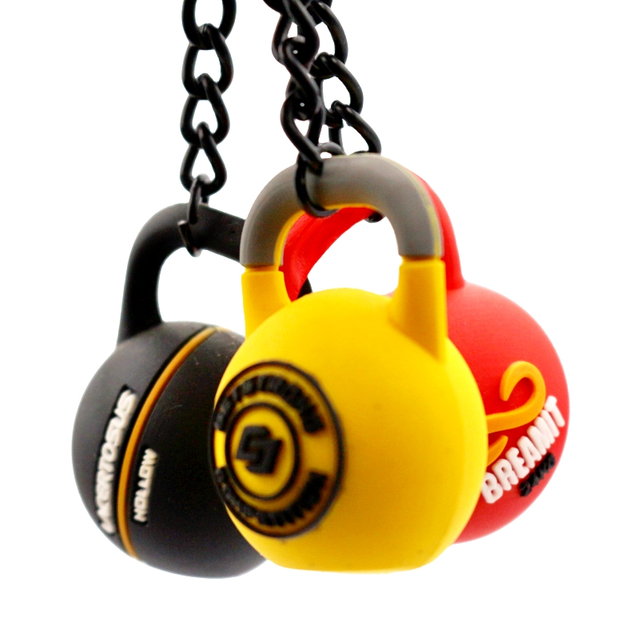 Wsnbwye Keyring Fitness Sports Equipment 3d LED Anime Fan Gift Key Organizer Barbell Dumbbell Rubber Bead Keychain