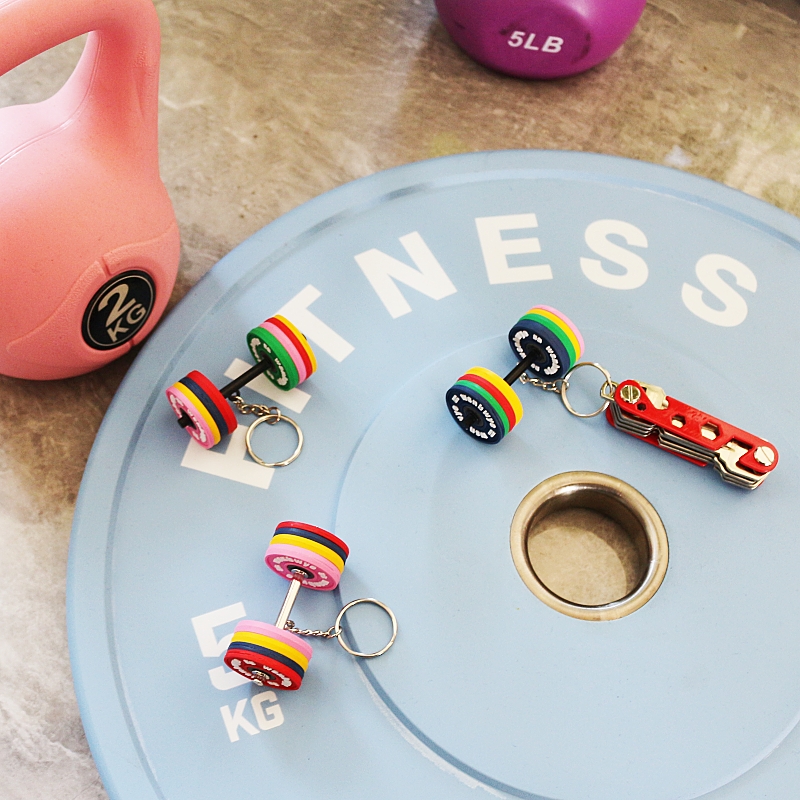 Wsnbwye Llaveros Paris Gift Anime Sublimation Fan DIY Fitness Equipment Gym Fitness Barbell Key Chain