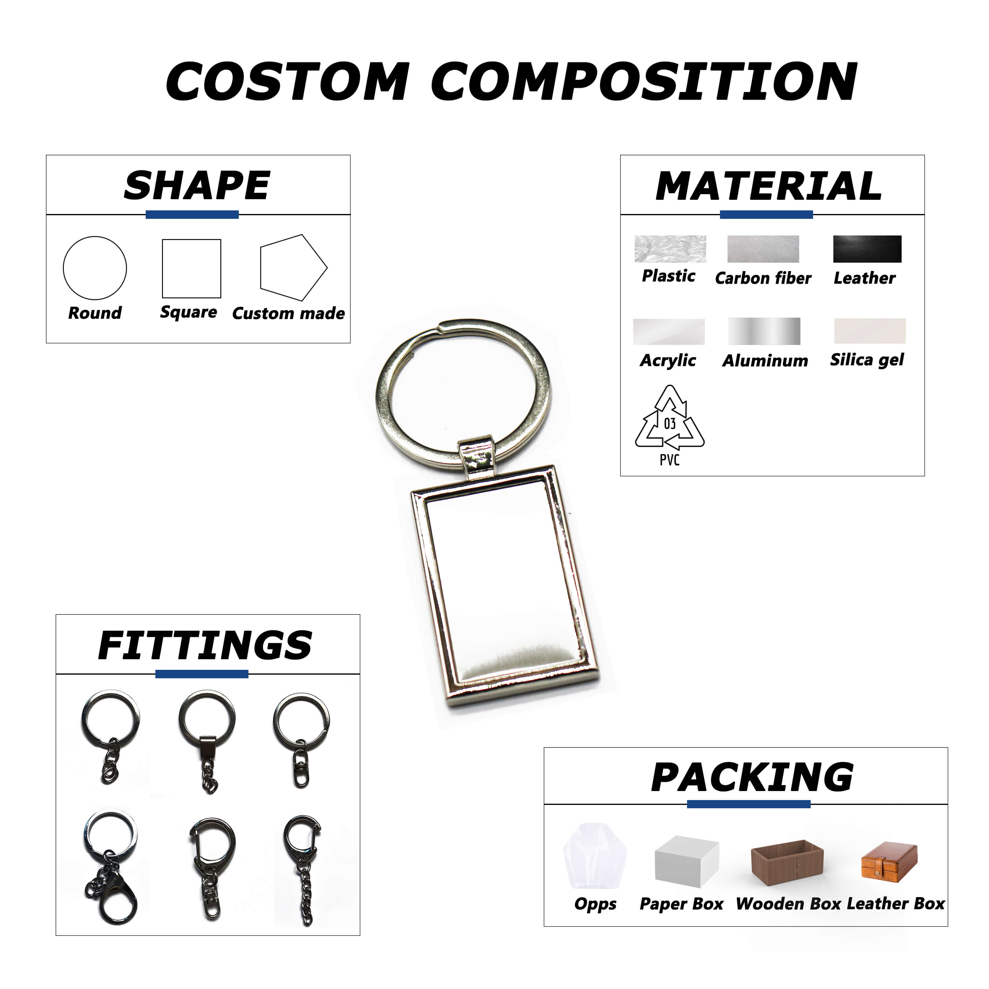 Mini Mirror Stainless Steel Mirror Metal Blank Keychain