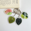 Double-sided Headphone Accesorios de cadena Creative Simulation Leaf Acrylic Key Chain Llavero