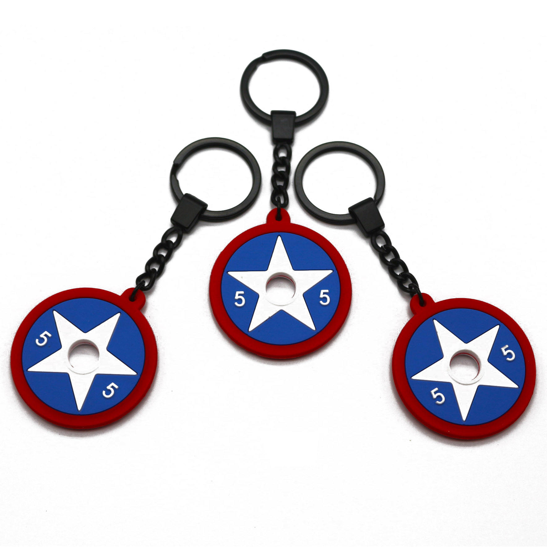 Llavero con barra 2D Star Logo Llavero de goma blanda Custom Keyring