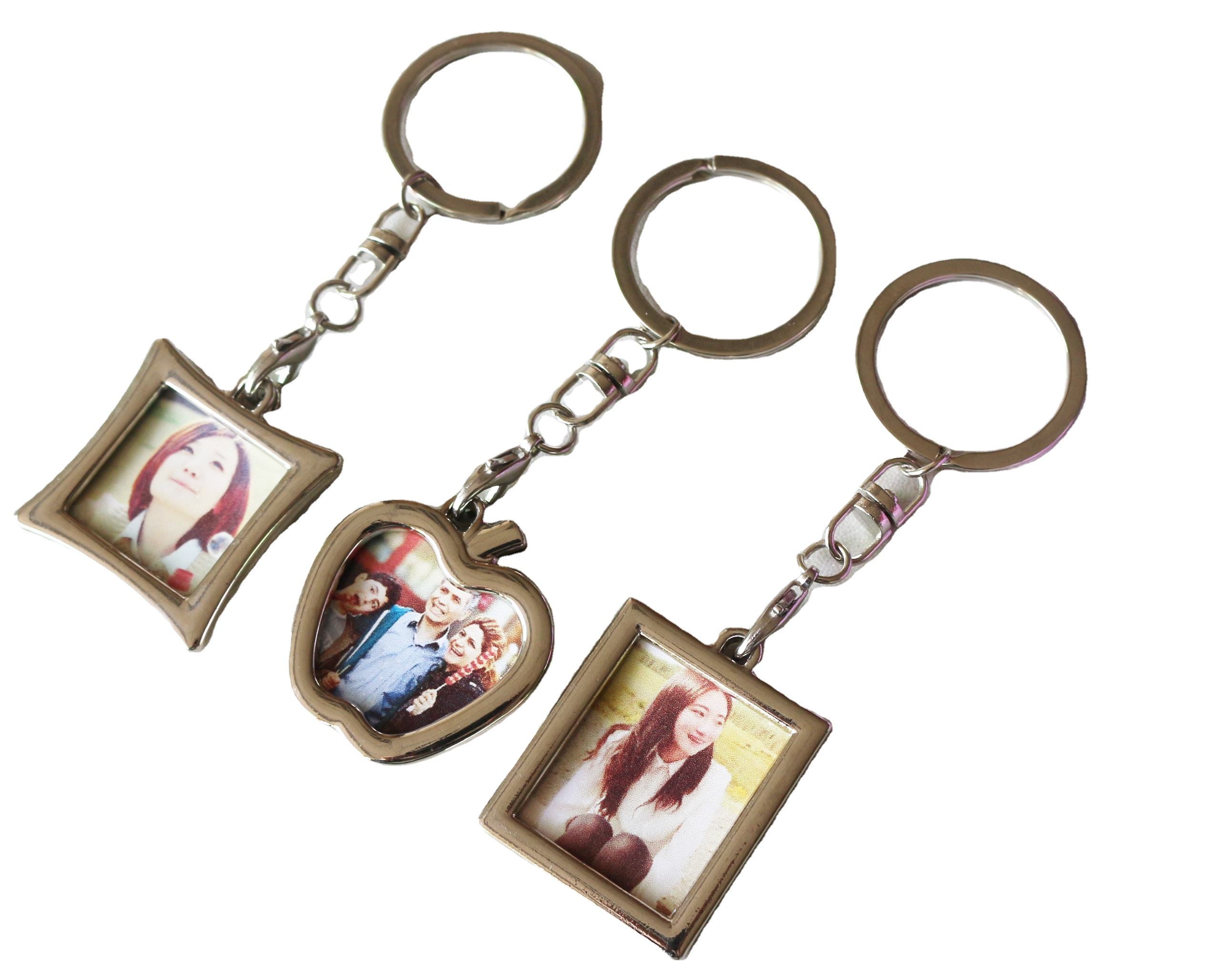 make your own logo metal personality heart shaped key chain metal mini photo frame album keychain custom made