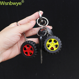 3d Mini High Quality 3D Keychain Customized Designer Color Gift Business Rubber Automobile Tire-shaped Key Ring Wheel Tyre Keyring Rubber Keychain