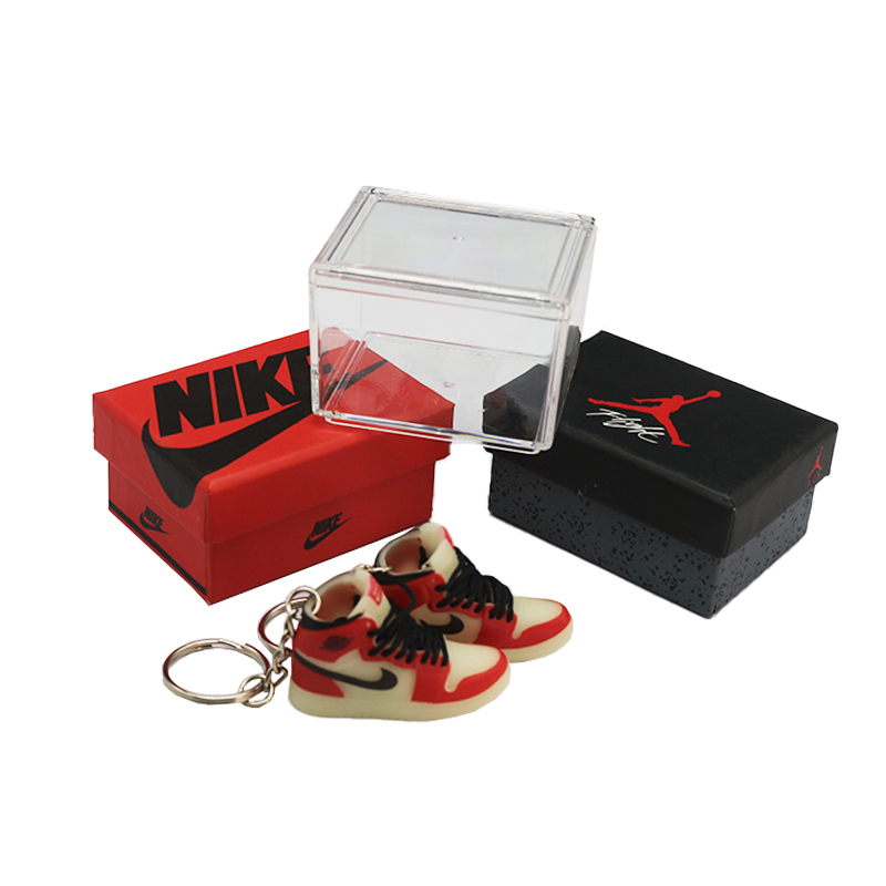 Glowing In The Dark Mini Pvc 3d Rubber Keychain Sneakers Aj Shoes Keychains Rubber Luminous Llavero Soft Key Chain