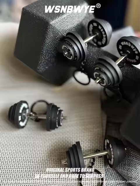 Gym Accessory Durable and Vibrant Gift Wholesale Custom Fitness Circular Barbell Keychain Custom Black Barbell Set Key Chain