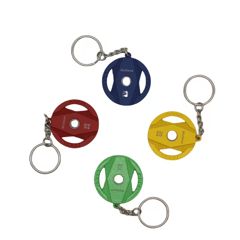 Wsnbwye 100kg Barbell Set Anime DIY Gift Metal Sports 28mm Weight Plate Metal Mini Barbell Toy Piece Key Chain