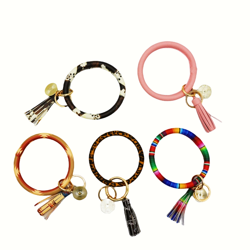 Wsnbwye Tag Leather Tassels LED Anime Fan Gift Key Organizer Lanyard Key Wristlet Beaded Lanyards for Id Badges Keyrings