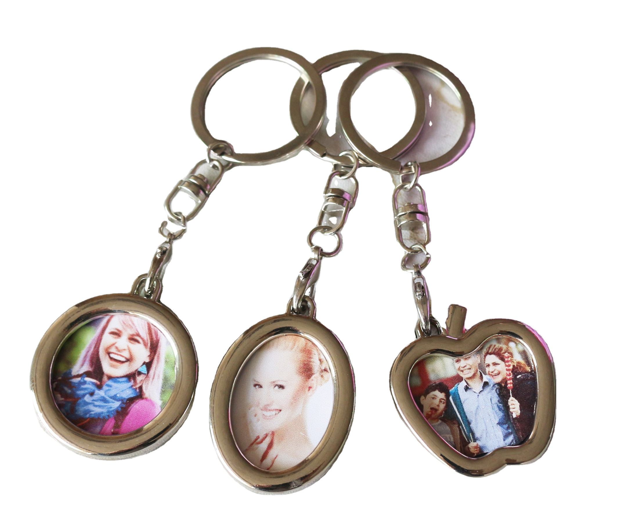 make your own logo metal personality heart shaped key chain metal mini photo frame album keychain custom made