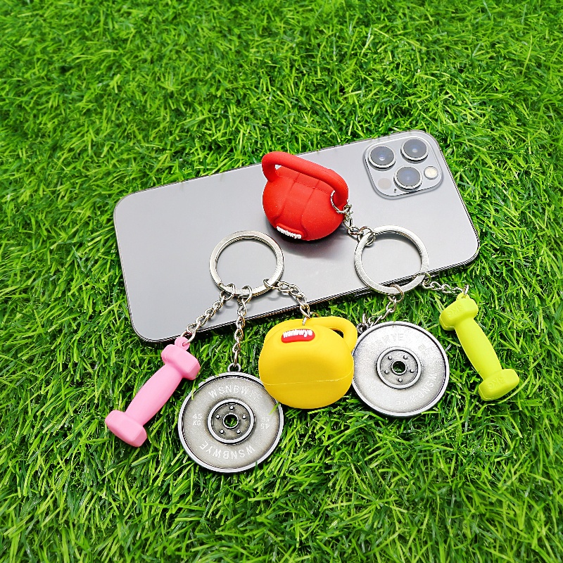 16kg Dumbbell Keychain Dumbbell Gym 3D Llaveros High Quality Dumbbell Mold Keychain 1kg Pink Wholesale Kettle Bell 16kg Dumbbell Keychain