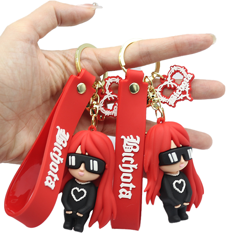 Rubber Keychain Wholesale No Minimum Personalized Odm Eco-friendly Bad Bunny Keychain Custom Soft Karol G Keychain For Gift
