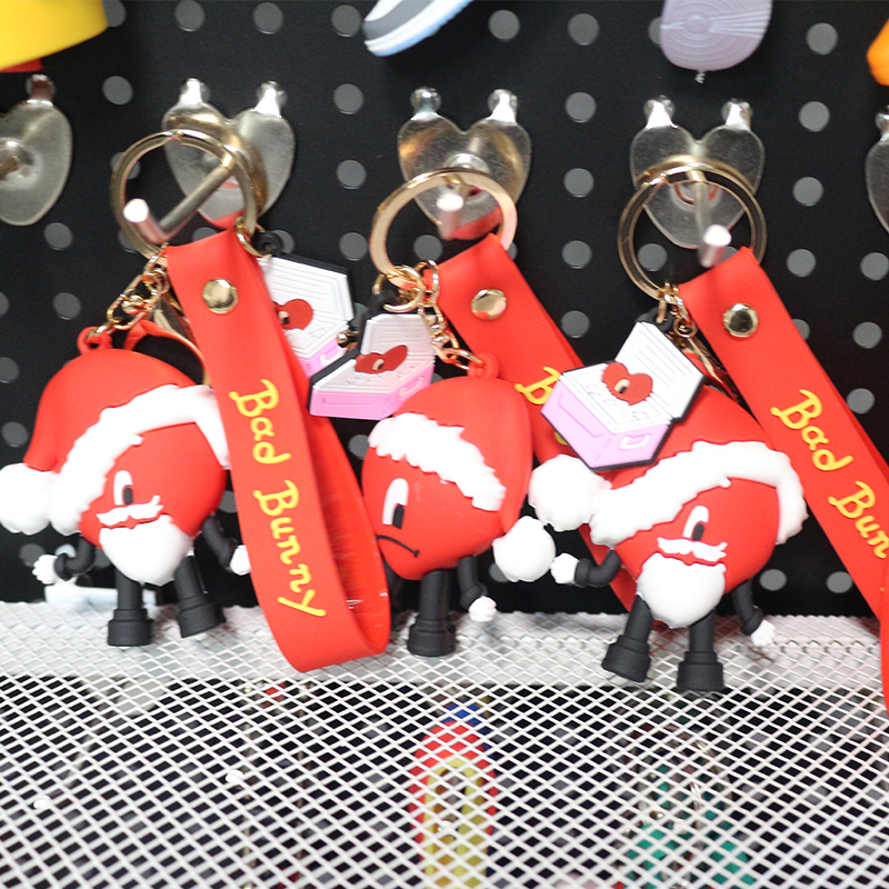 Wholesales Hot 3d Anime Cartoon Keychain For Boy Girl Gifts Key Ring Cute Pendants Key Holders Bad Bunny Keychain