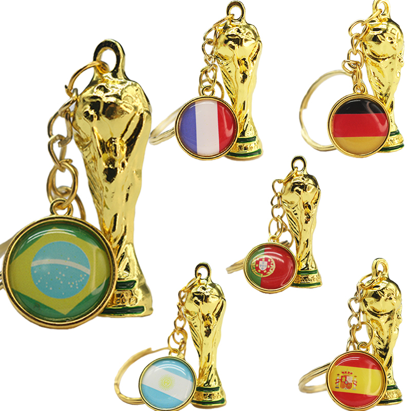 2022 Hot Selling Metal World Cup Valentines Day Gift Keychain Promotional Accessories World Football Cup Key Chain