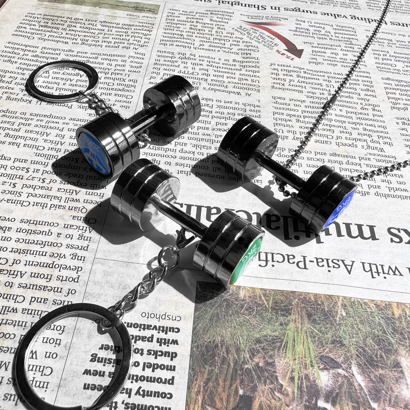 1pc Wsnbwye Fashion Accessories Mini Fitness Peripheral Metal Dumbbell Keychain Pendant Barbell Dual-purpose Weightlifting Fitness Simple Style Trendy Gift Options