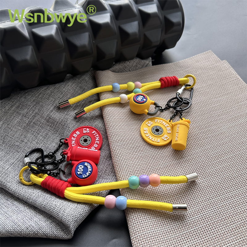 Colorful And Fashionable Dazzling And Colorful Beads Are Paired with Keychains Fitness Equipment Weightlifting Kettlebells And Colorful Beaded Mixed And Matched Key Chains