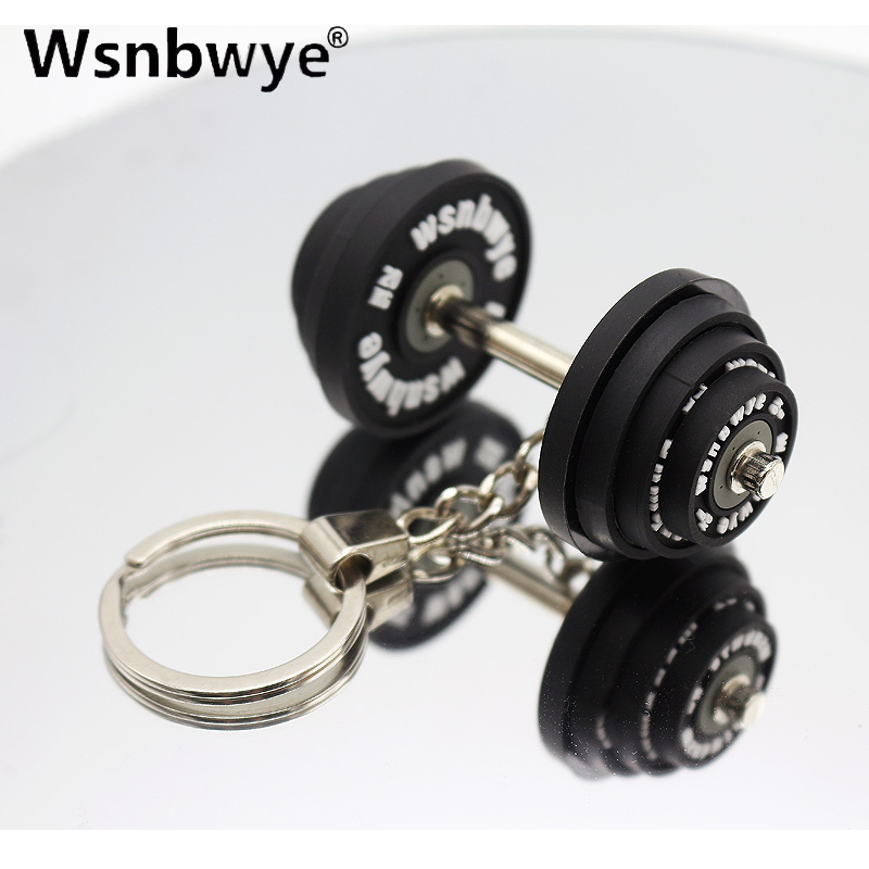 Gym Accessory Durable and Vibrant Gift Wholesale Custom Fitness Circular Barbell Keychain Custom Black Barbell Set Key Chain