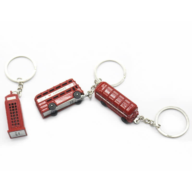 Vintage Bus Phone Booth 3D Metal Keychain