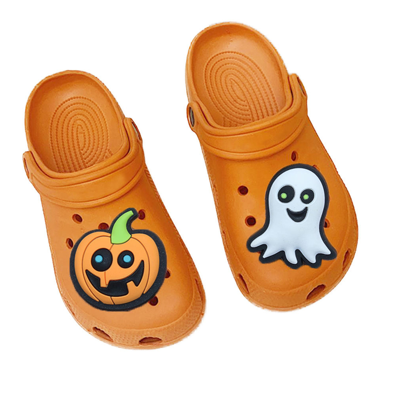 wholesale shoe decoration charms cartoon characters pvc soft silicone halloween big shoe croc charms