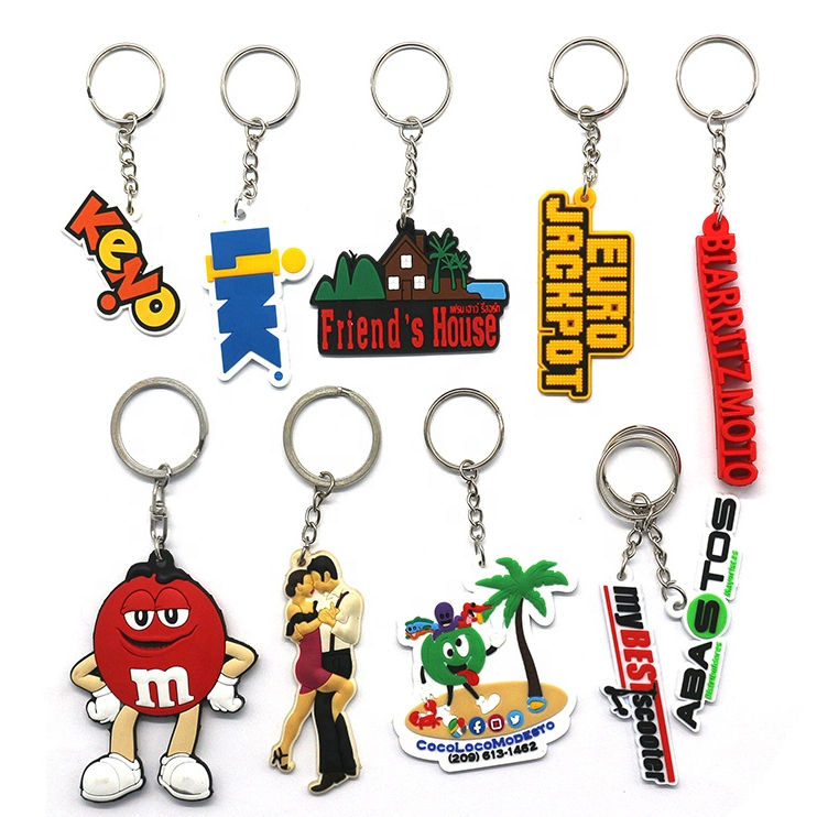 Personalized Creative 2d 3d Letter Key Chain Custom Logo PVC Keychains Soft Rubber Key Chains