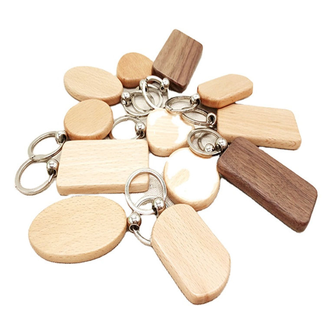 Blank Wood Key Chain Custom Logo DIY Designer Key Chain Wooden Keychain