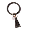 Fashion Popular Tassel Key Chain Leopard Leather Wrist Keychain Bracelet