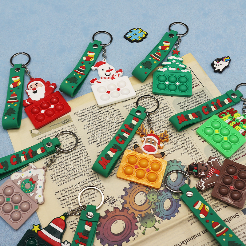 Pops Squeeze Toys Key Chain Fidget Toy Keychain Plastic Key Tree Kids Chains 3d Key Chain Christmas