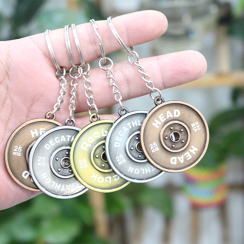 Personalized Blank Metal Keychains Strength Sports Barbell Dumbbell Charm Fashion Jewelry Pendant Keyring Gifts For Man