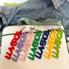 1PC Wsnbwye Fashion And Creative Trendy Brand Pendant Color Font Rubber LLAVEROS Keychain English Font Macaron Keychain for Gift Backpack Hanging Decoration Display