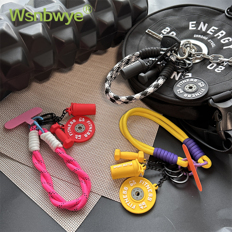 Bright And Colorful Three-piece Set of Kettlebells Barbells Plates And Dumbbells One-piece Keychain Durable And Convenient Neutral Style Suitable As A Gift for Fitness Enthusiasts
