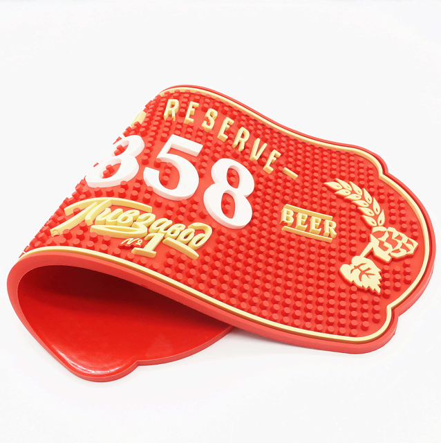 Red Custom Tabletop Decorative Mat Polygonal Bar Mat