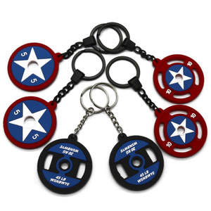 Mini Pvc Barbell Keychain Sport Metal 3D Rubber Keychain