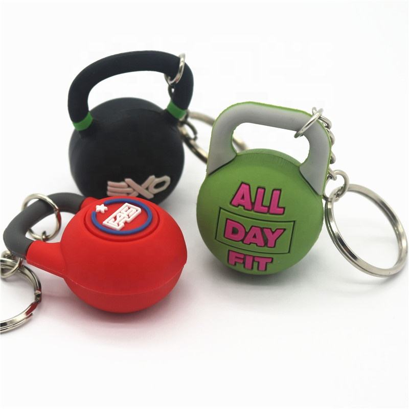 3D Mini Kettlebell Model Keychain Airtag Barbell PVC Soft Key Chain