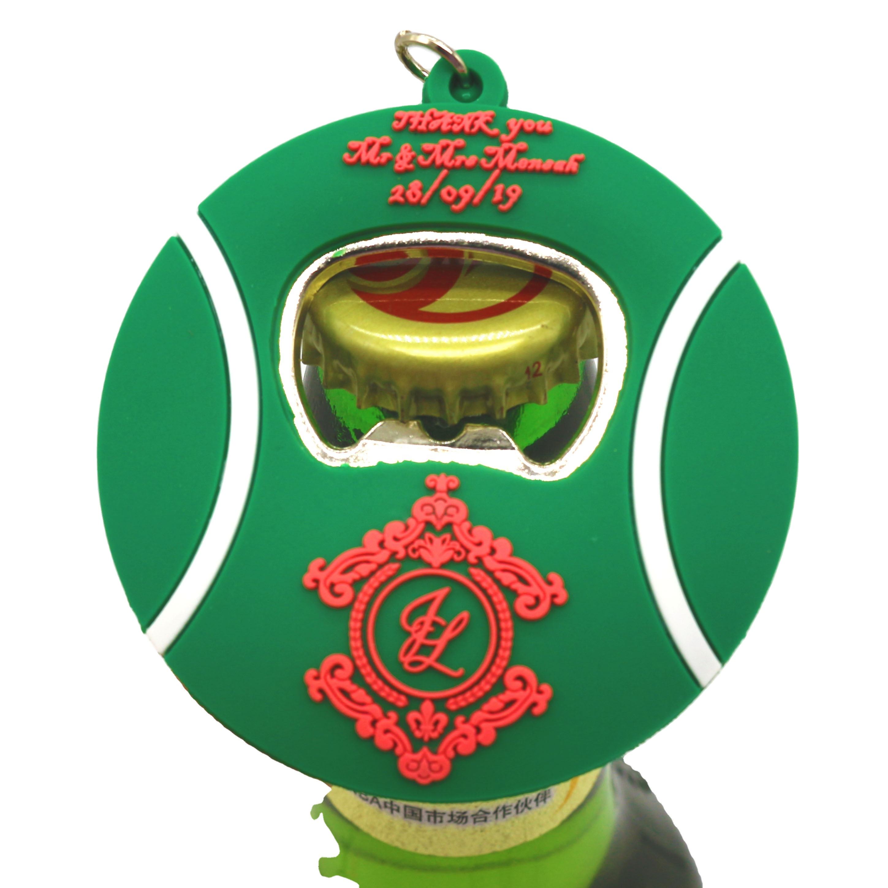 Newest custom made beer keychain bottle opener with soft PVC coated