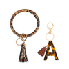 Tassel Letters Wristlet Key Chains Circle Bangle Key Ring Chain Leather Keychain Bracelet for Women Girls