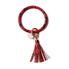 Fashion Popular Tassel Key Chain Leopard Leather Wrist Keychain Bracelet
