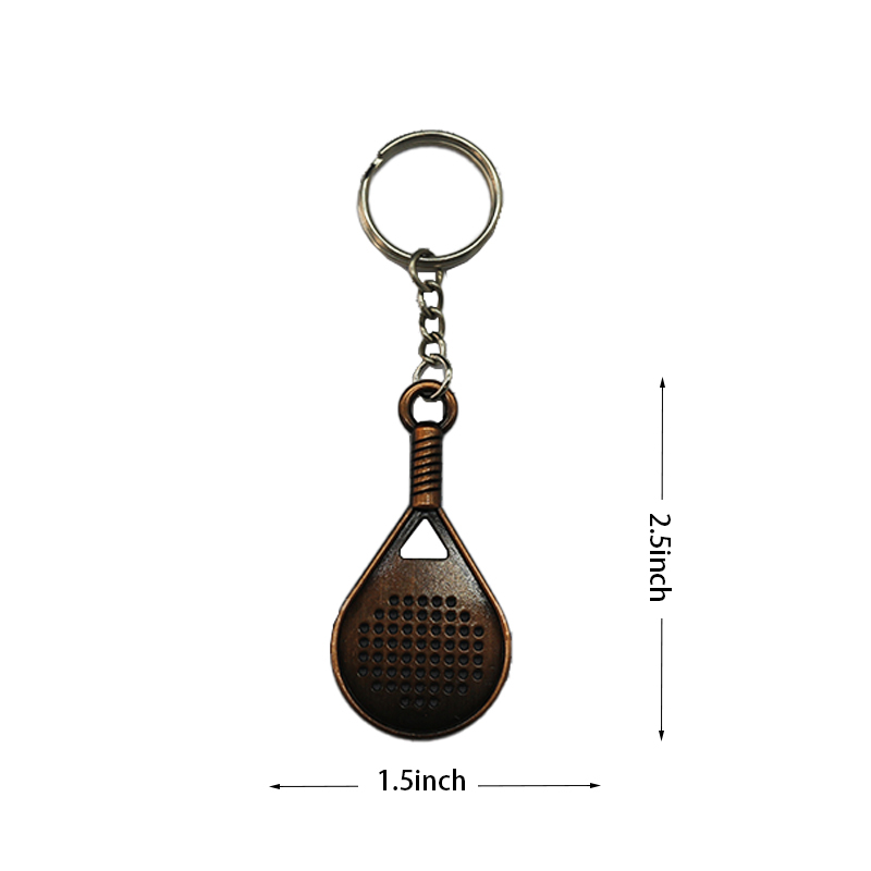 Hot sale 3d Tennis Ball Racket Keychain Gift Key Rings Metal Tennis Ball Split Ring Take the tennis