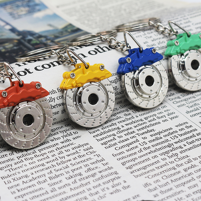 Custom Logo Metal car Disc brake pads keychain Auto Brake Block key ring