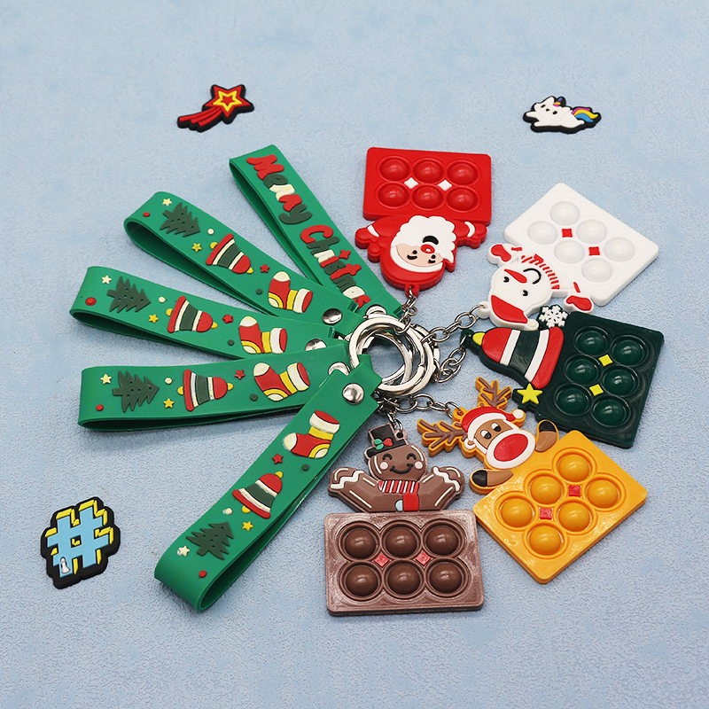 Pops Squeeze Toys Key Chain Fidget Toy Keychain Plastic Key Tree Kids Chains 3d Key Chain Christmas