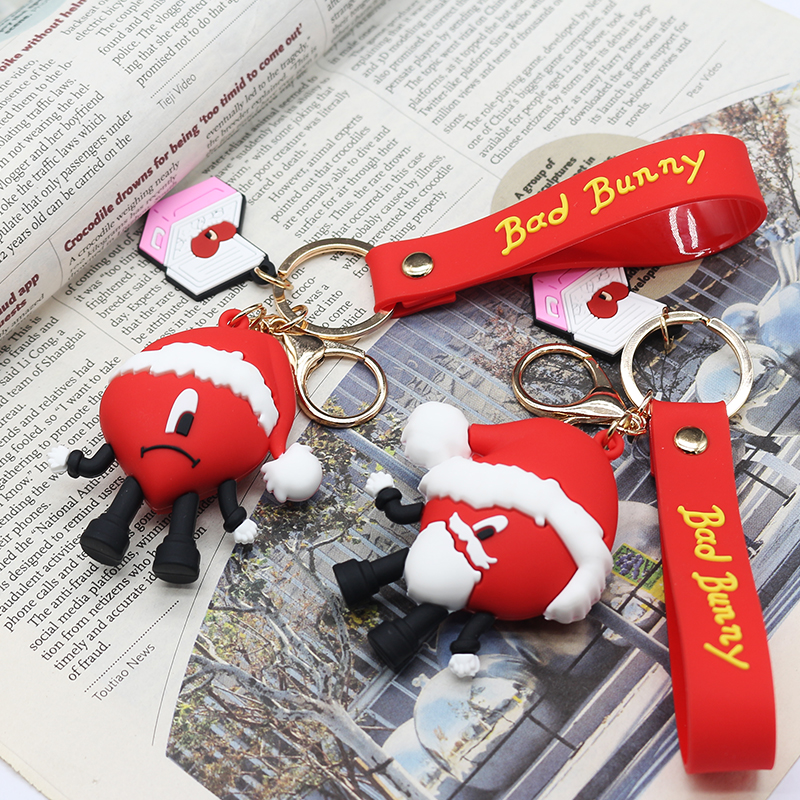 Wholesales Hot 3d Anime Cartoon Keychain For Boy Girl Gifts Key Ring Cute Pendants Key Holders Bad Bunny Keychain