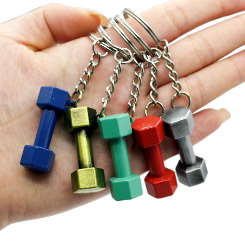 Hot Fashion Metal Keychain Mini Dumbbell Discus Barbell Key Ring Men Key Ring Couple Keyfob Accessories 