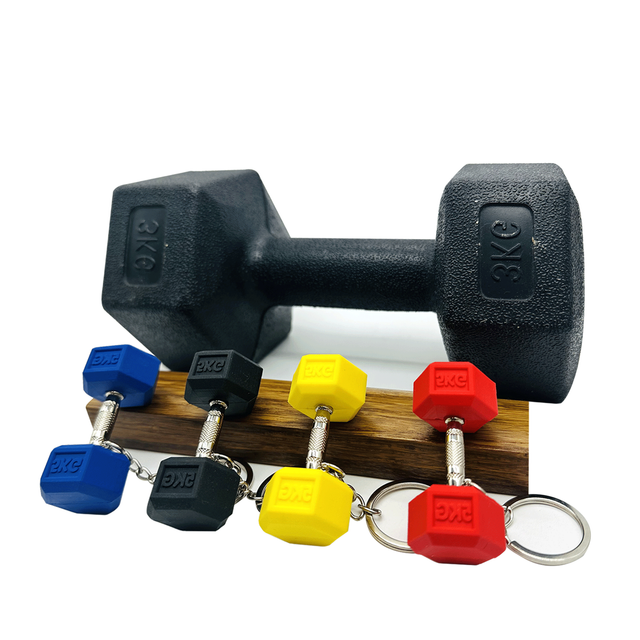 Personalised Gym Fitness Promo Gift Keyholder Fitness Custom 3d Rubber Llaveros Goma De Pesas Mini Dumbbell Barbell Keychain
