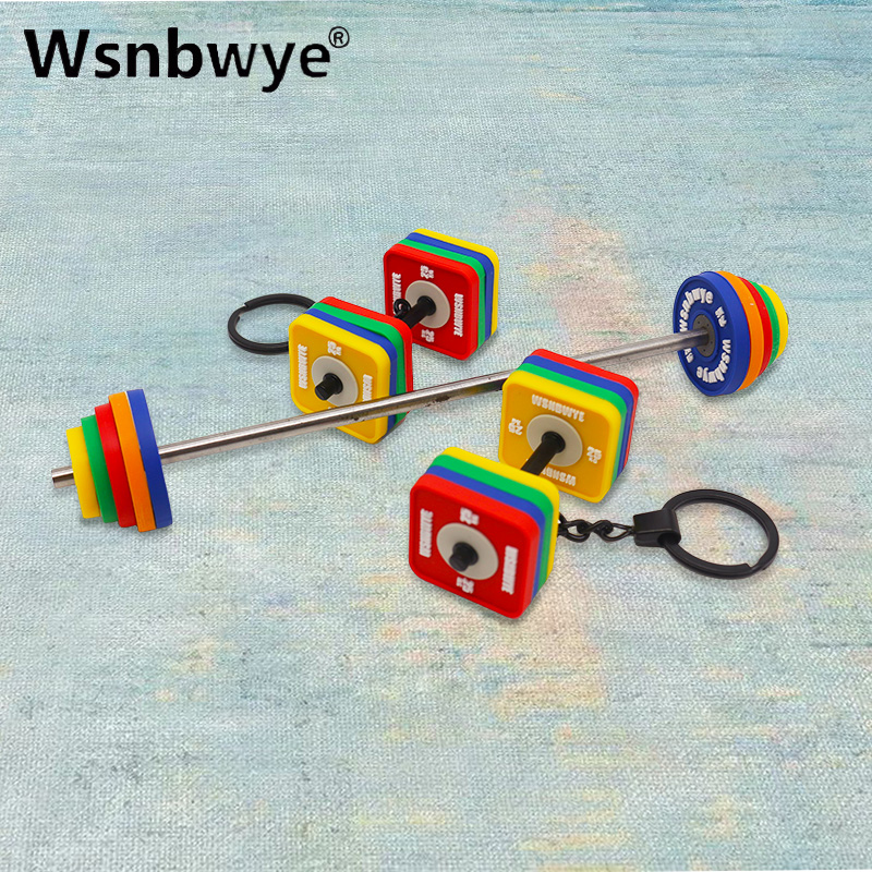 Charm Crossfit Fitness Accessories Promotion Gift Items Llavero Colorful Gym Square Dumbbells White Weight Training Keychain